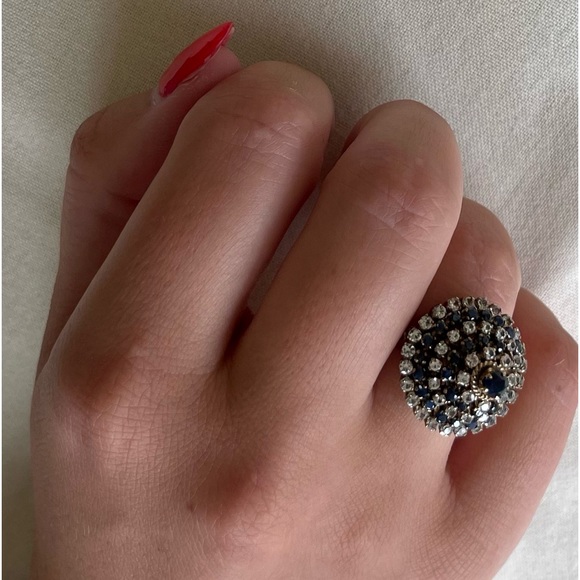 Diamond and Sapphire Ballerina Estate Ring - Picture 12 of 16